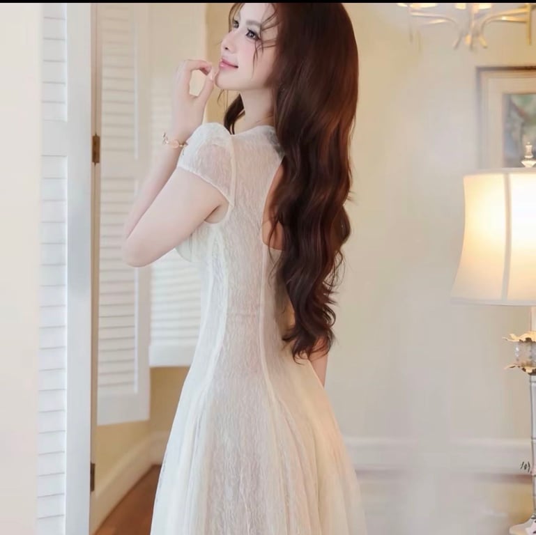 Đàm ren dáng dài tay nhí - DT294
