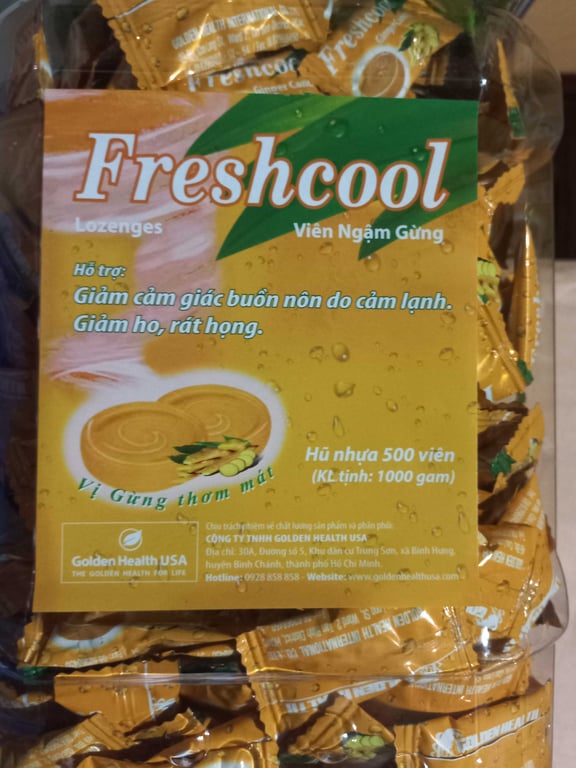 Freshcool viên ngậm gừng hũ 500v