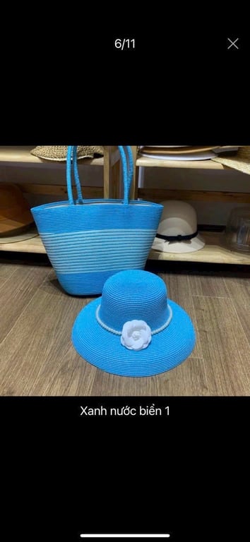 Sét 2 Món Túi + Mũ  Đi Biển hoa ngọc lan siêu đẹp