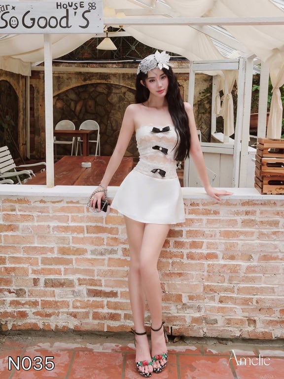N035- váy ren cúp ngực