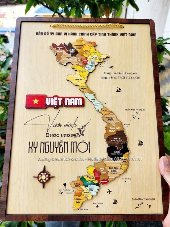 BẢN ĐỒ GỖ VIỆT NAM 34 TỈNH THÀNH