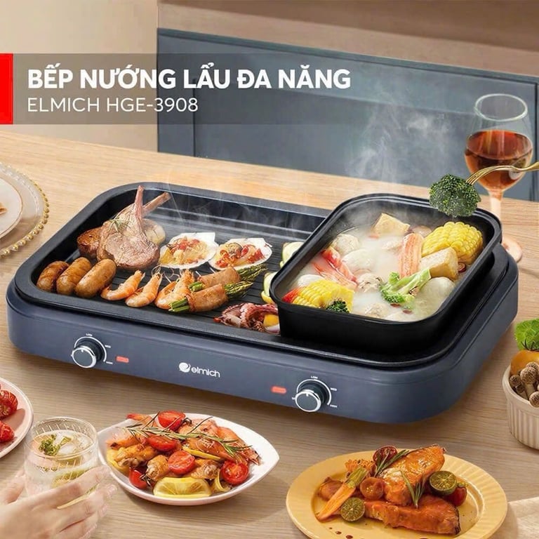 BẾP NƯỚNG LẨU ĐA NĂNG ELMICH HE-3908