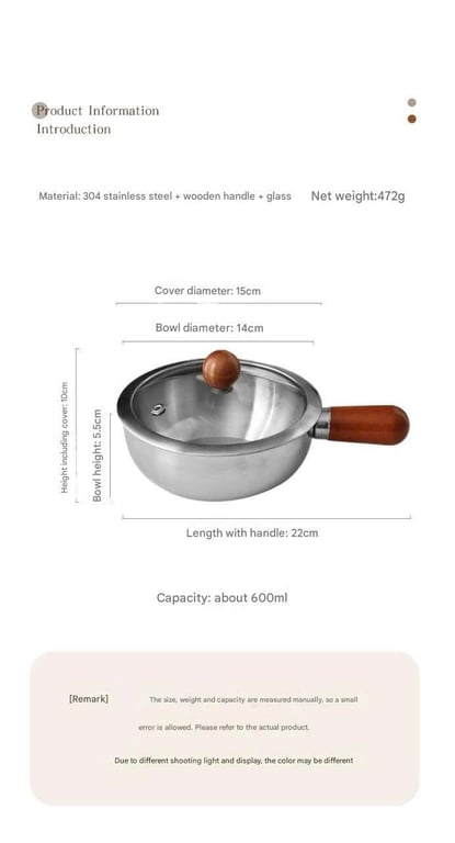 Nồi mũm mĩm tay gỗ 14cm  - #RK453