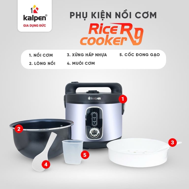NỒI CƠM ĐIỆN CAO CẤP Ủ ẤM 3D KALPEN R9 DUNG TÍCH 1.8L