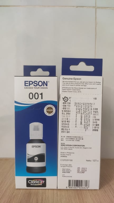 Mực In Phun Màu Epson 001 Màu Đen (C13T03Y100) - Hàng Chính Hãng