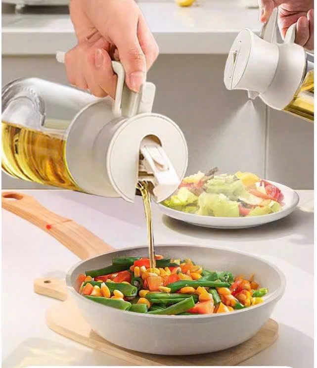 Bình thủy tinh rót dầu tự động, kèm xịt dầu GHA905