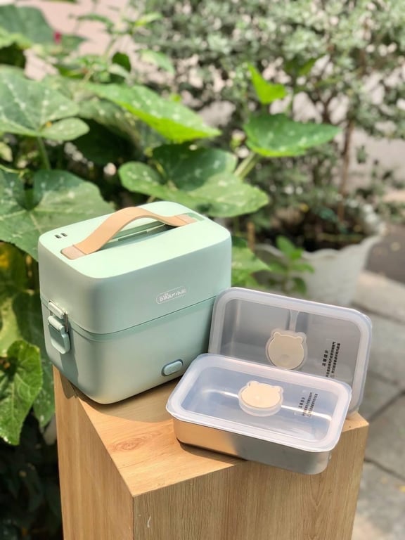 Hộp cơm điện Bear inox 304 cao cấp 2 tầng 3 ngăn DFH-B12E1