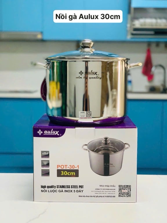 NỒI LUỘC GÀ INOX 304 CAO CẤP AULUX 5 ĐÁY