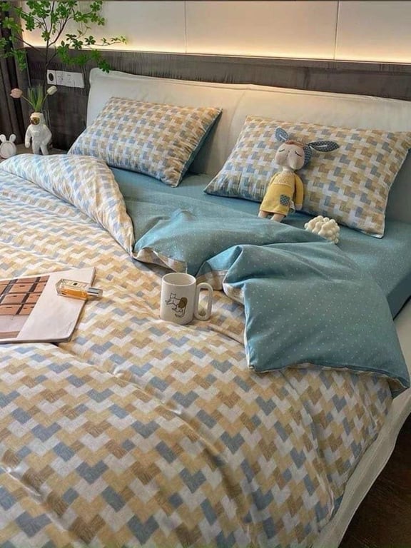 Bộ ga, vỏ gối, vỏ chăn chất cotton living siêu xịn