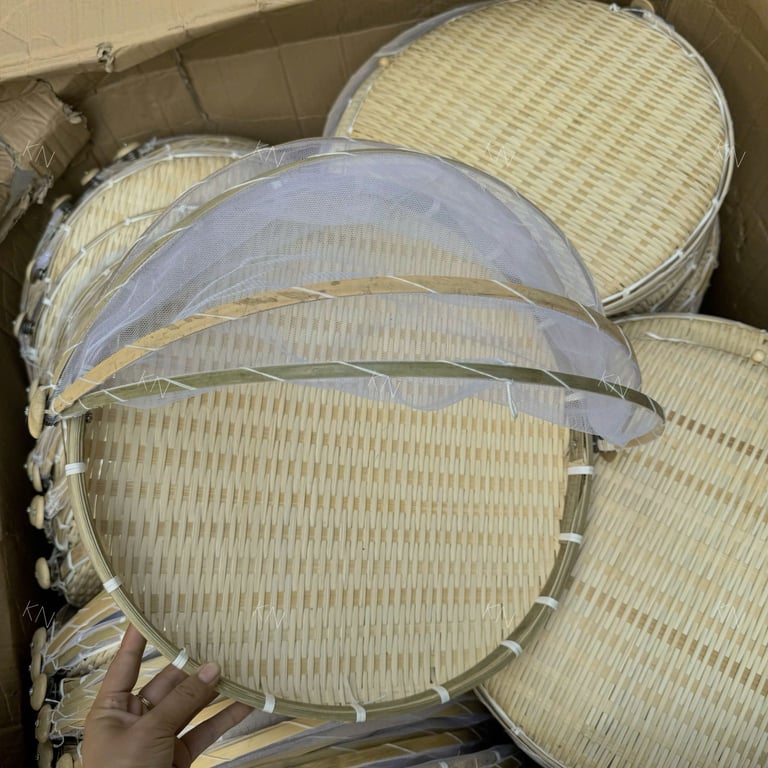 Lồng bàn tre, mẹt lồng bàn gấp gọn decor  thân thiện với môi trường