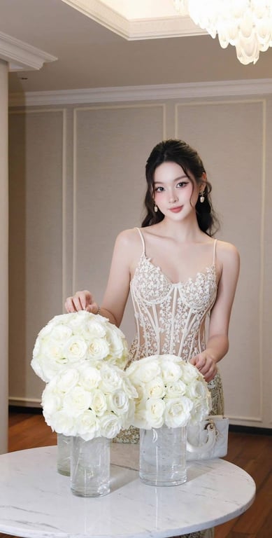 Đầm ren xanh hoa nhí Chou Chou ( size M )