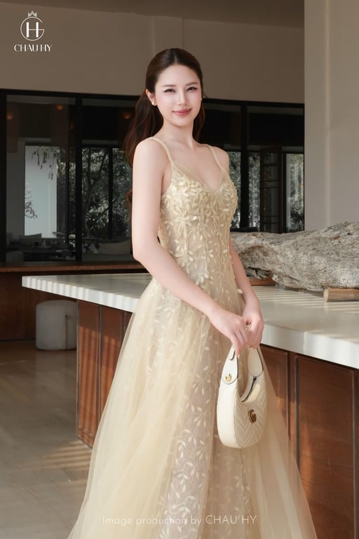 Đầm voan lá dài ( size s )