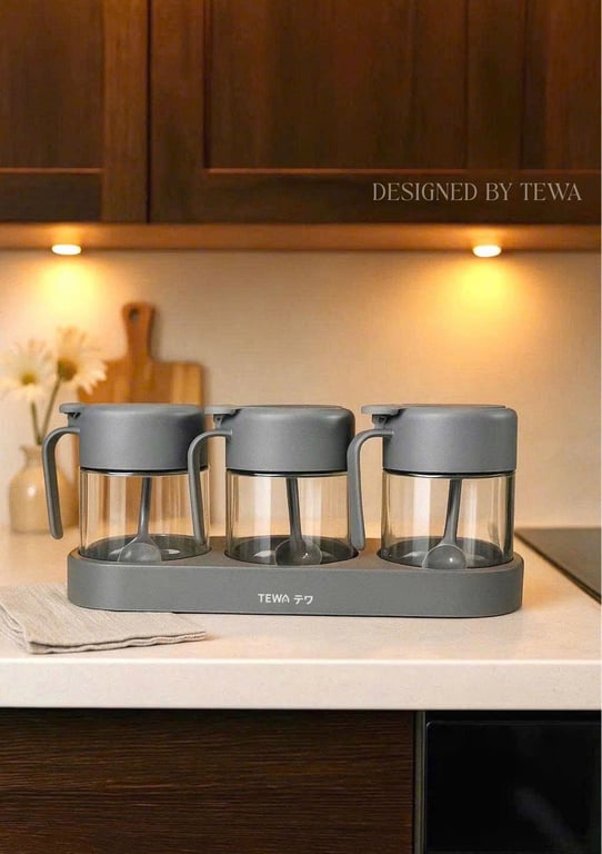 SET 3 LỌ THỦY TINH ĐỰNG GIA VỊ TEWA JAPAN – CAO CẤP & THANH LỊCH