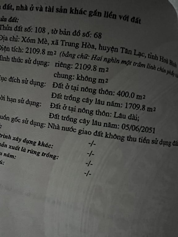 Gần 300m2 tại Suối Hoa, Tân Lạc, Hoà Bình