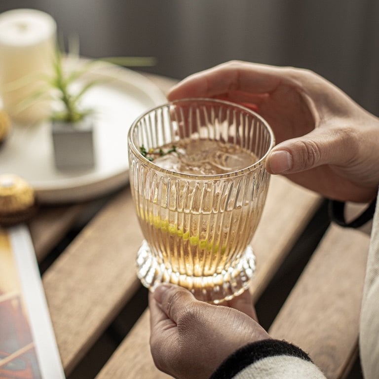 bộ 6 Ly thủy tinh eo sọc phong cách cổ điển