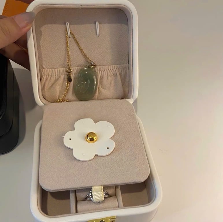 Cốp Hộp Da PU Có Gương , Đựng Đồ Trang Sức