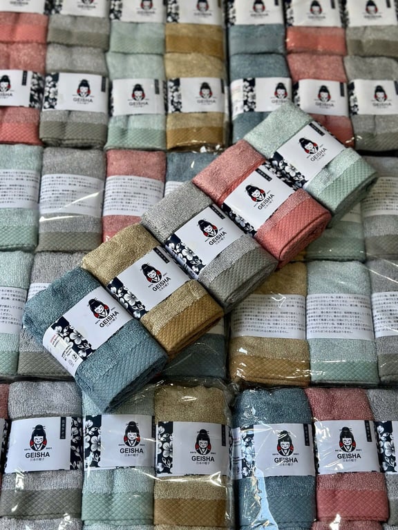 set 10c Khăn mặt sợi tre Geisha – Nhật Bản 🇯🇵