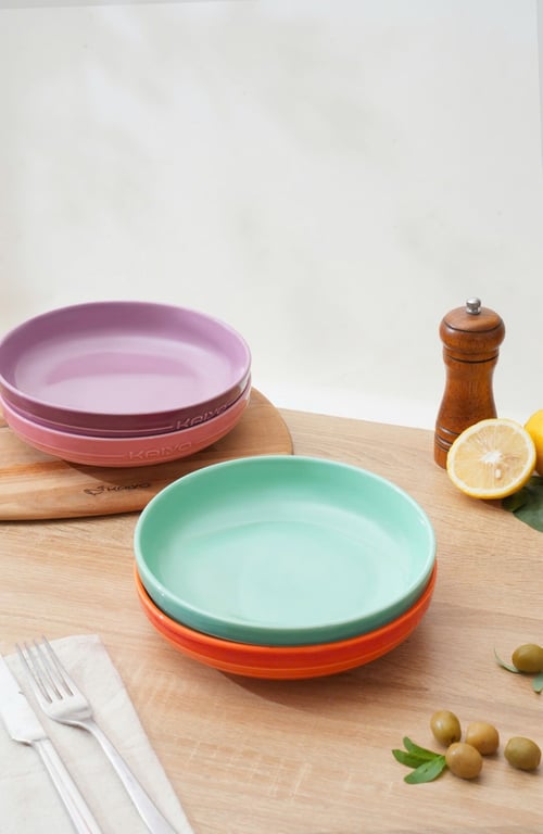 Set 4 đĩa gốm sứ cầu vồng sâu lòng dáng tròn size 20cm (mã KCC-5080)