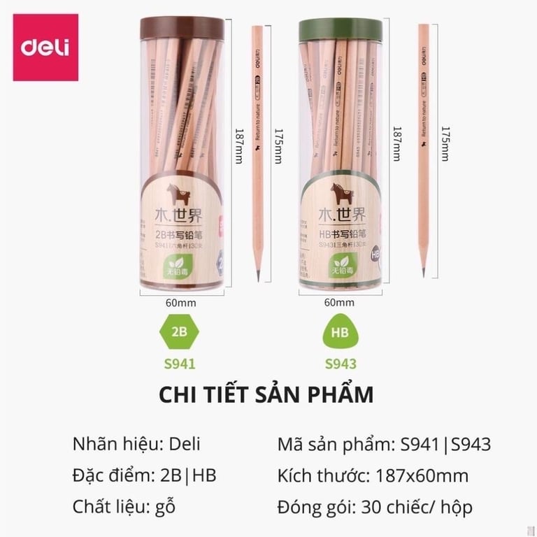 HỘP 30 BÚT CHÌ LỤC GIÁC DELI