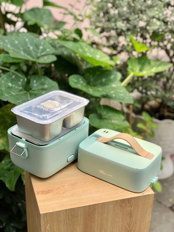 Hộp cơm điện Bear inox 304 cao cấp 2 tầng 3 ngăn DFH-B12E1