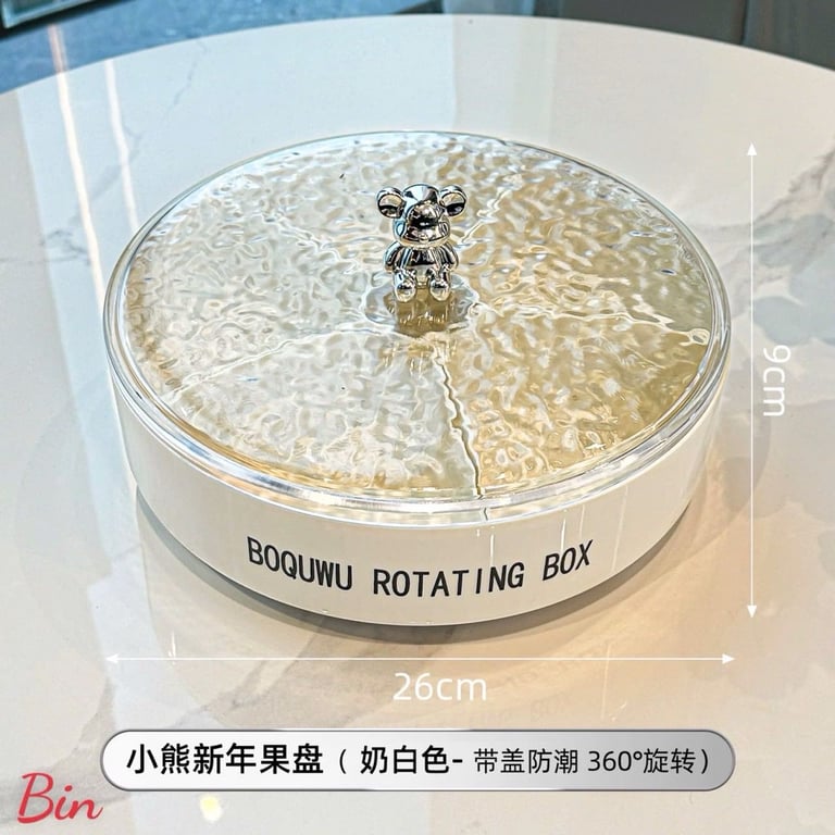 Khay Đựng Bánh Kẹo Xoay 360 độ Tết 2025