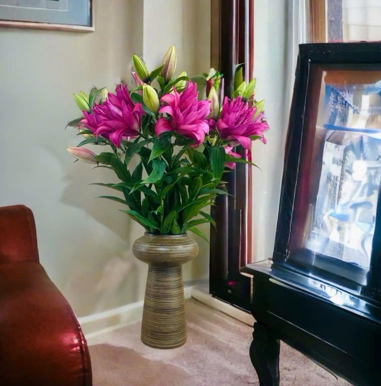 Bình hoa Bát Tràng miệng phình cao 31cm