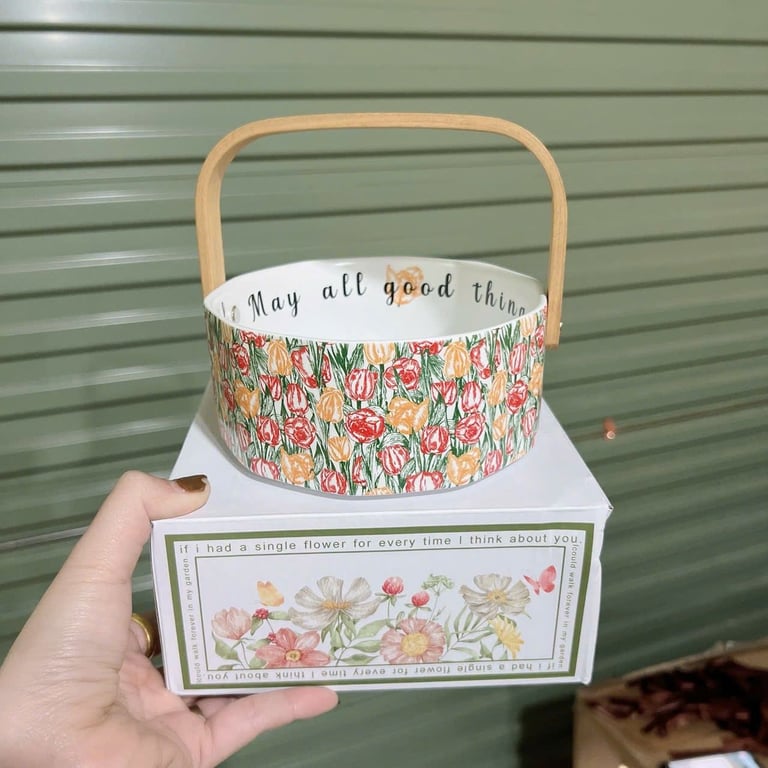 Giỏ đựng đồ ăn nhẹ, đựng trái cây khô, kẹo,...gốm sứ thiết kế theo phong cách Bắc Âu tinh tế