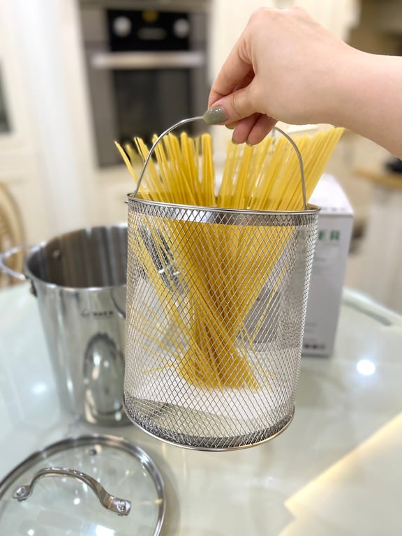 Nồi thành cao inox 3 đáy chiên ngập dầu AN-03VH 18x21cm, kèm giỏ Arber (16x19cm)