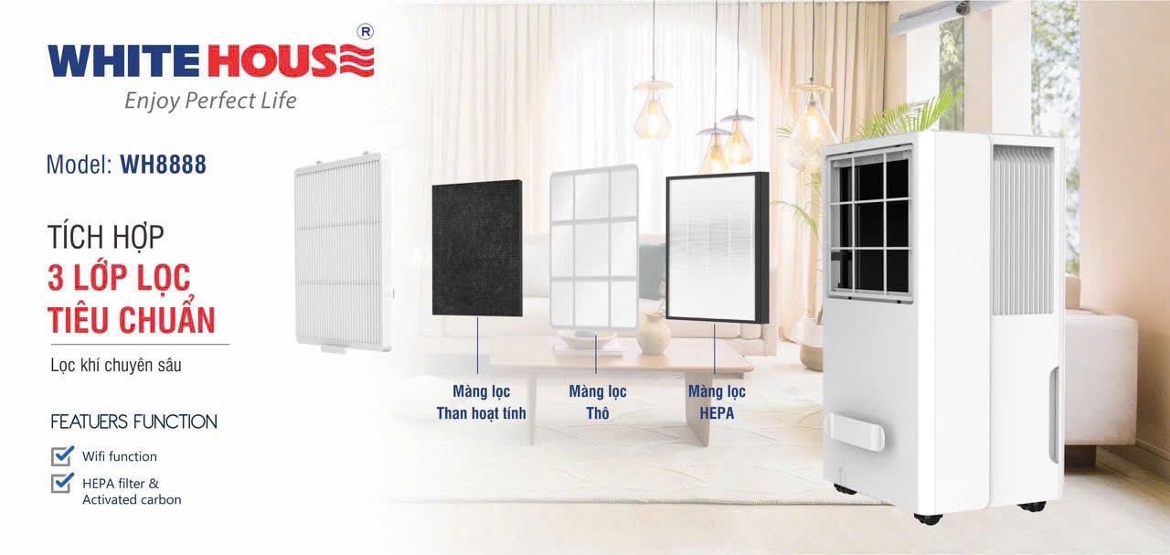 WH8888 - MÁY HÚT ẨM VÀ LỌC KHÔNG KHÍ WHITEHOUSE 800W