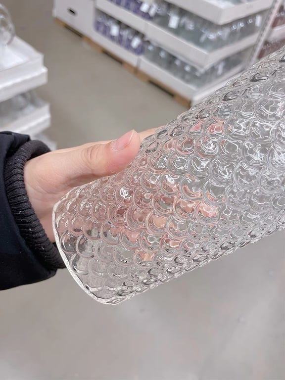 Ly thủy tinh có nắp kèm ống hút phiên bản vảy cá 650ml