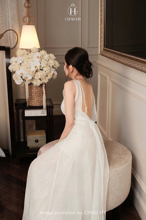 Set ren 2 dây mix áo tơ brand Châu Hy