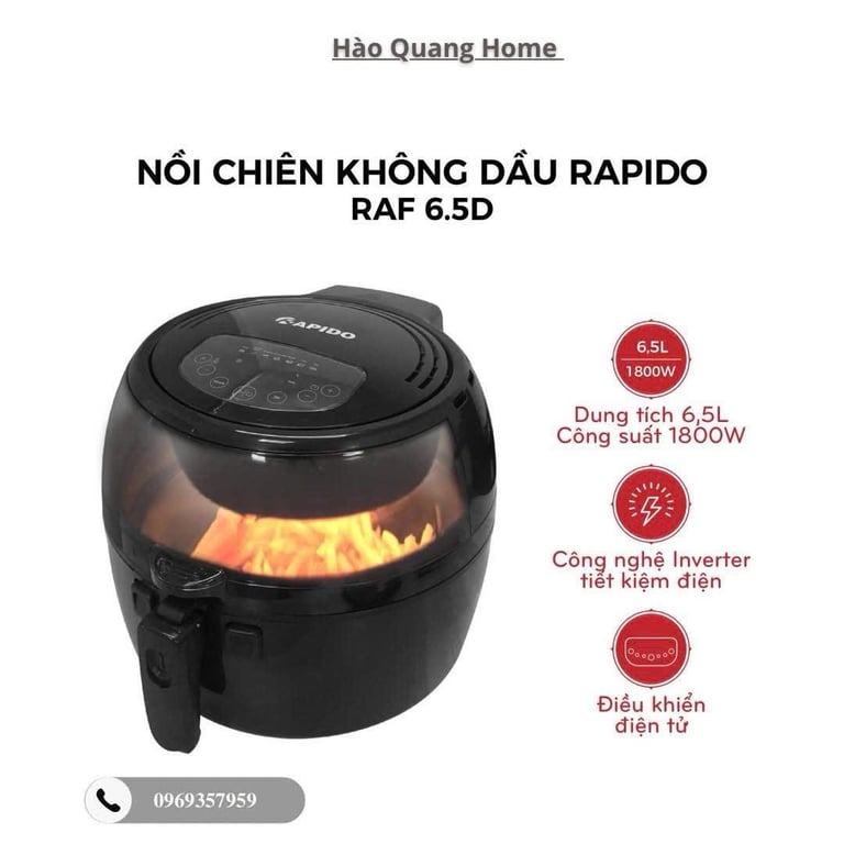 NỒI CHIÊN KHÔNG DẦU RAPIDO RAF6.5LM2