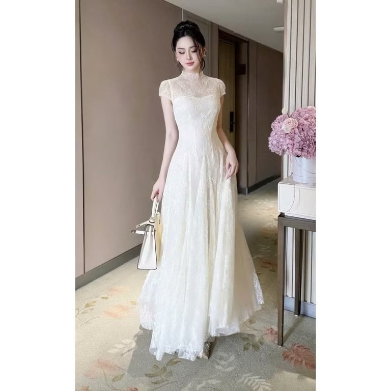 Váy kem ren mềm có chun eo