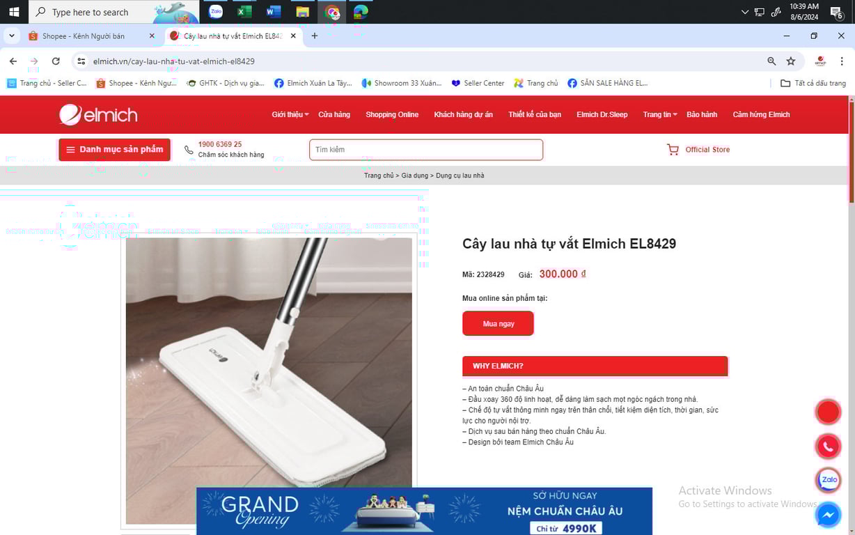 CÂY LAU NHÀ TỰ VĂT ELMICH EL8429