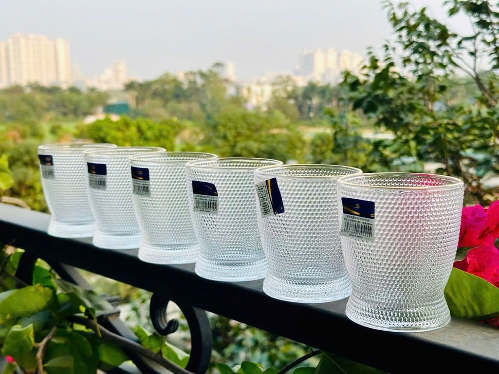 BỘ 6 CỐC THUỶ TINH HOẠ TIẾT CHẤM TRÒN CAO CẤP 280ML