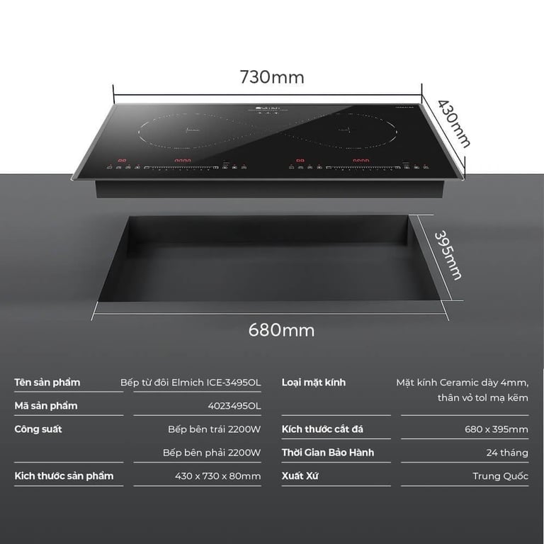 BẾP TỪ ĐÔI ELMICH ICE-3495
