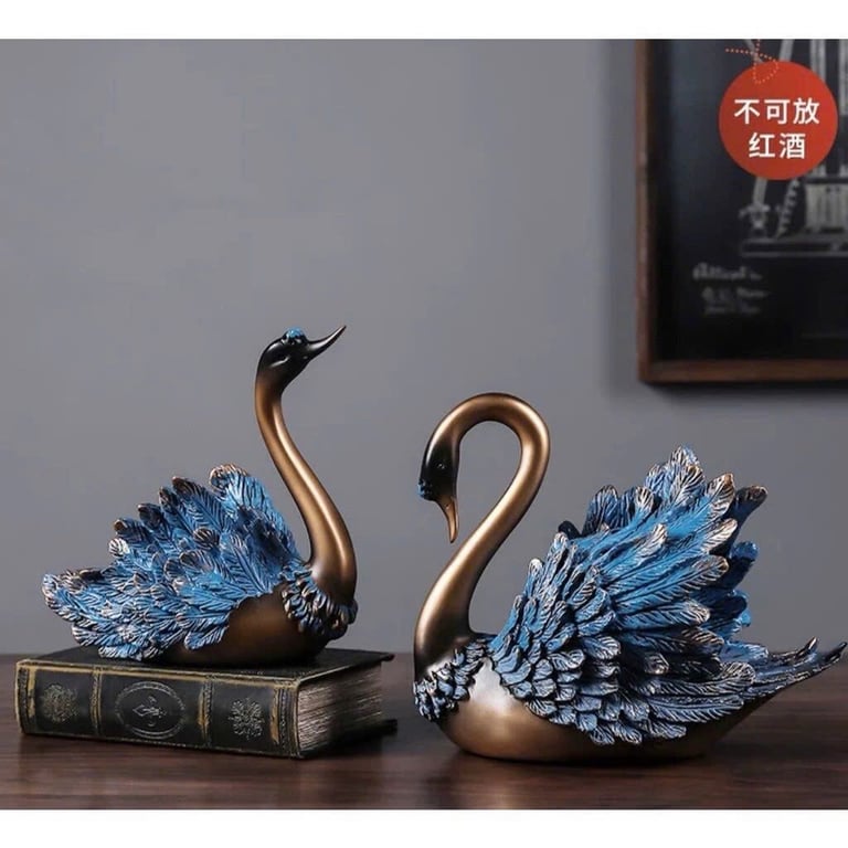 Cặp Thiên Nga xanh mạ đồng