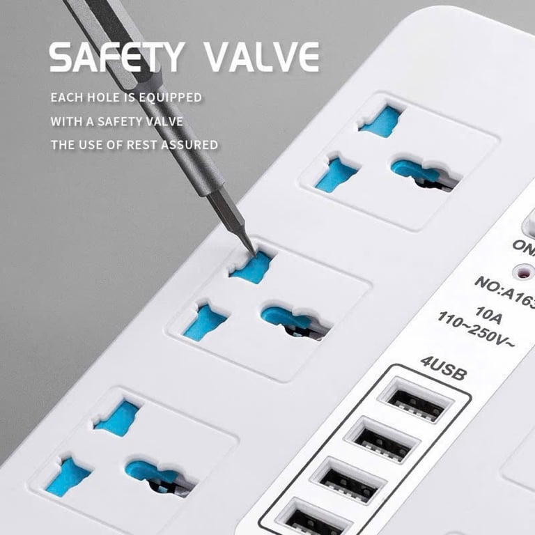 Ổ cắm điện đa năng chống giật chống cháy, 6 ổ điện, tích hợp 5 cổng usb, 1 type C, dây dài 3m tiện lợi.