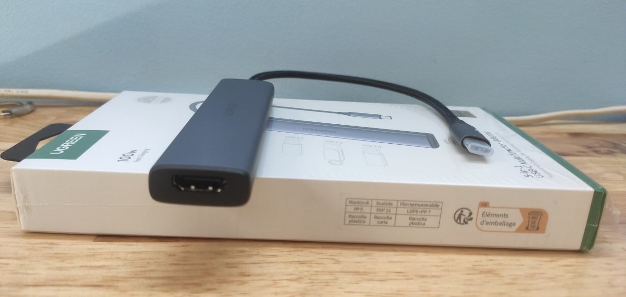 Hub USB Type-C 5 Trong 1 Ra HDMI 4K@30Hz, USB 2.0, USB 3.0, Sạc PD 100W Ugreen 15495
