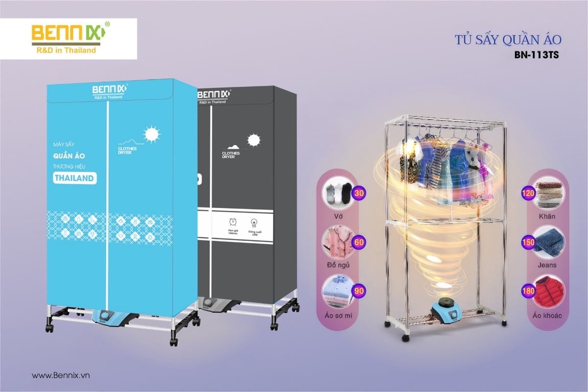 TỦ SẤY QUẦN ÁO BENNIX BN-113TS ☔
