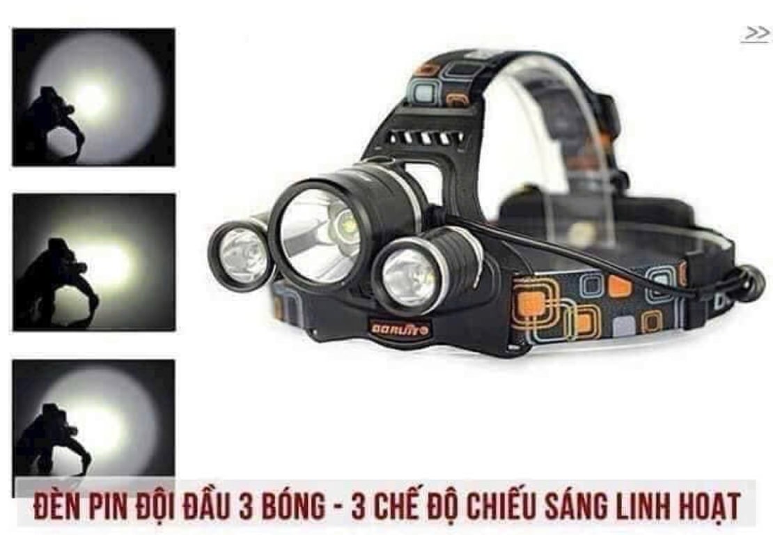 Đèn pin đội đầu 3 bóng siêu sáng