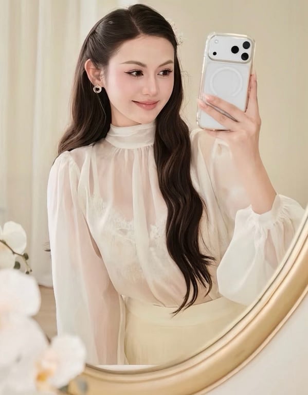 Set 3 món váy ren phồng phối áo bra ren trắng