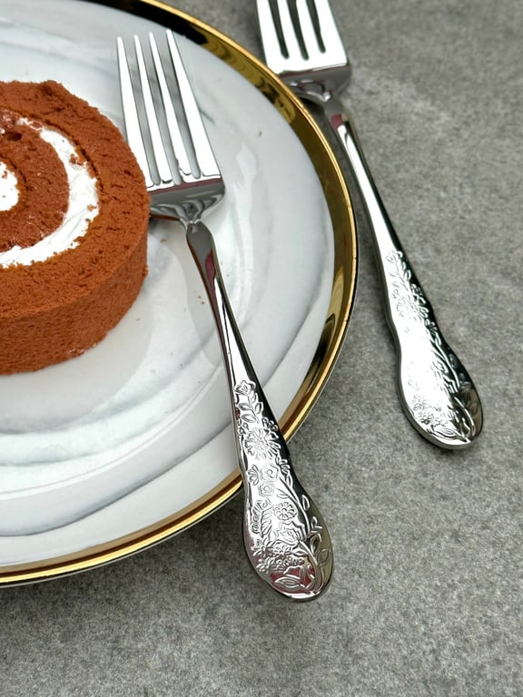 Set 5 dĩa inox in hoa cao cấp maize 18.5cm