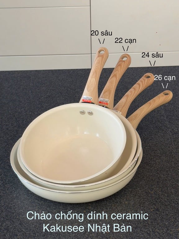 Chảo chống dính ceramic Kakusee Nhật Bản size 24 sâu-26 cạn