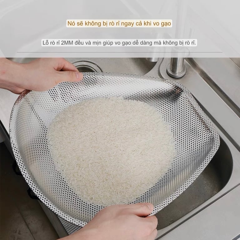 Set 3 Rổ Inox 304 Kê Bồn Rửa Bát