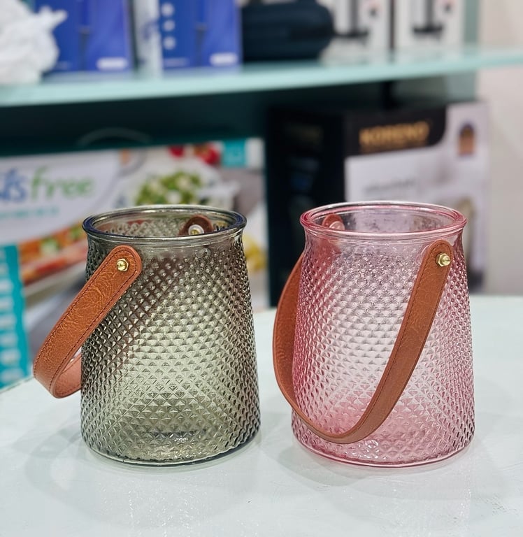 💐 Lọ hoa thuỷ tinh kèm dây da cao cấp đẹp long lanh