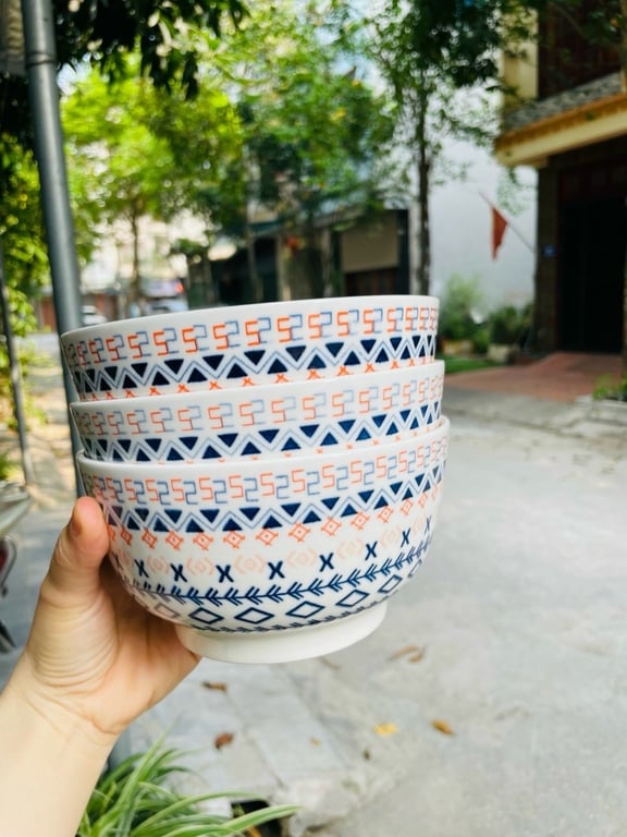 6 Bát tô mẫu tráng men phong cách Nhật Bản - mẫu thổ cẩm