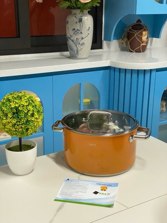 Bộ nồi từ chảo 5 món cao cấp màu cam ARBER - AN05SMC CAM CHÁY