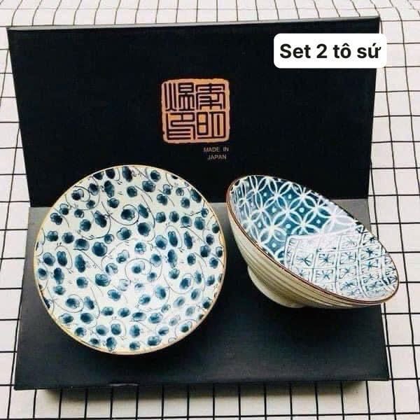Combo tô, đĩa sứ Ceramic phong cách Nhật Bản