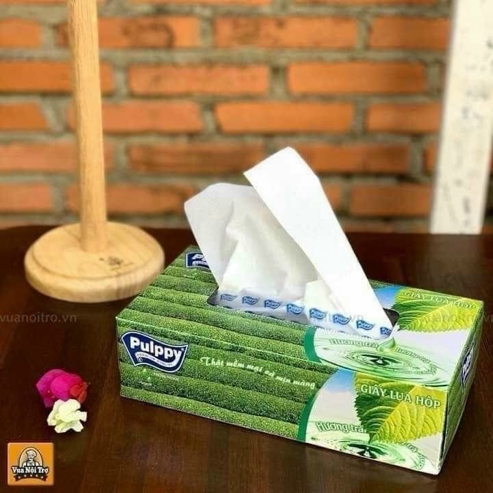 set 6 hộp KHĂN GIẤY PULPPY TRÀ XANH 100 tờ